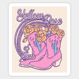 Yellow Rose of Texas | Cowboy Boots Roses Rope Cactus Stars Moon Sticker